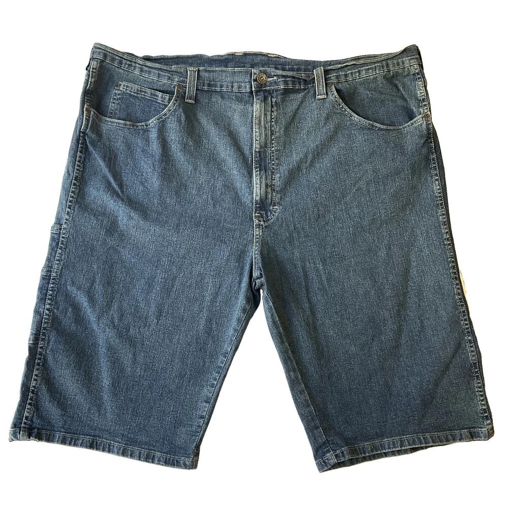 Dickies Men Shorts 44 Blue Denim Carpenter Button 12" Inseam Cargo